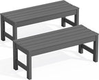 SERWALL 47 Inches Outdoor Bench Set of 2, All Weather HDPE Backless Bench by SERWALL