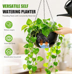 8 Inch Hanging Planters for Indoor Outdoor Plants, 4 Pack Black Plastic Self - Image 2