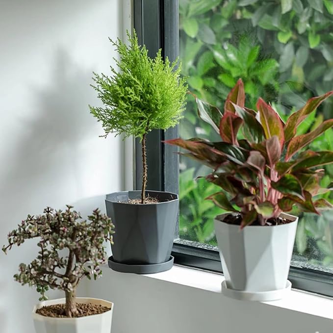 InmeRun Plant Pots Indoor Plastic Flower Pots Outdoor 5 inch Set of 6 Pack - Image 3