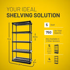 Plano 5-Shelf Plastic Storage Shelves, 73” x 36” x 18”, 750lb Capacity - Image 2