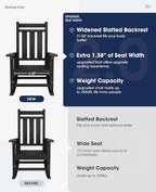 KINGYES Oversized Outdoor Rocking Chair, All-Weather Patio Rocking Chairs - Image 7