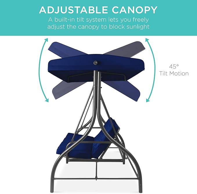 Best Choice Products 3-Seat Outdoor Large Converting Canopy Swing Glider - Image 5
