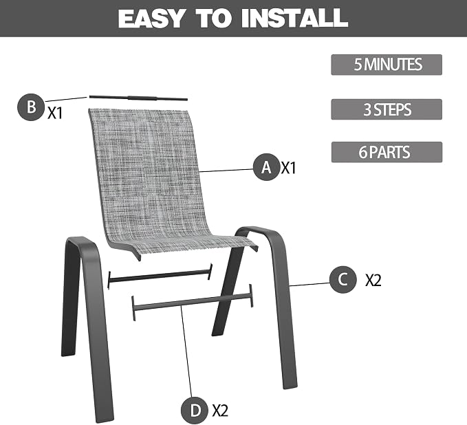 Patio Chairs, Stackable Outdoor Dining Chairs - Image 2