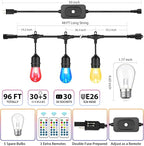 Mlambert 96Ft Outdoor Patio Lights, RGB Dimmable Cafe String Lights - Image 2