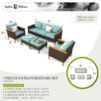 Sophia & William Patio Furniture Sets, 7 Piece Sectional Outdoor Rattan Wicker - Image 7