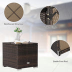 Tangkula 2 Pieces Patio Ottomans, Patiojoy Hand-Woven PE Rattan Side Table - Image 8