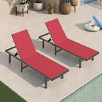 Aluminum Outdoor Lounge Chairs Set of 2, Pool Lounge Chairs by Oasbira