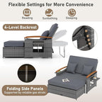 LDAILY Moccha Outdoor Wicker Daybed, Patio Rattan Loveseat Sofa w/ 4-Level - Image 2