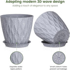 7 inch Plant Pots for Indoor Outdoor Plants, 5 Pack Thick Flower Pots - Image 3