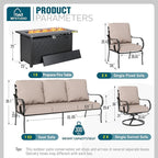MFSTUDIO 7 Seats Metal Patio Furniture Sets, 6 Pieces Outdoor Sectional Sofa - Image 2