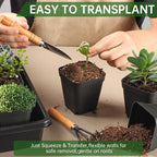 100 Pack Plant Nursery Pots 3.15 Inch, Durable Square Seedling Pots - Image 5