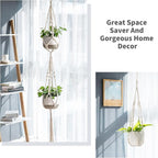 Mkono Macrame Plant Hangers Set of 4 Indoor Hanging Planter Basket Wall - Image 3
