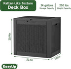EasyUp 34 Gallon Resin Deck Box Waterproof, UV Resistant Outdoor Storage Box - Image 2