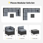 Aoxun Patio Furniture Set, 7 Piece Outdoor Sectional Sofas - Image 6