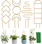 Indoor Plant Trellis for Potted Plants, 16inch Gold Small Trellis for Climbing by WellSign