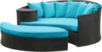 Modway Taiji Wicker Rattan Outdoor Patio Sectional Daybed in Espresso Turquoise - Image 2