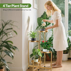 4 Tier 31 Inch Plant Stand Indoor Outdoor, Metal Plant Shelf Waterproof - Image 2