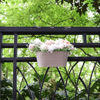 3 Pack Metal Railing Planters, 10.5" Oval Hanging Flower Pots - Image 5