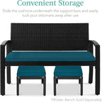 Best Choice Products Set of 2 Wicker Ottomans, Additional Seating, Side Table - Image 5