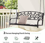 Giantex Patio Metal Porch Swing, 2-Person Hanging Porch Swing Bench - Image 4