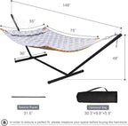 Large Hammock with 12FT Steel Stand, Freestanding Hammock with Curved Spreader - Image 6