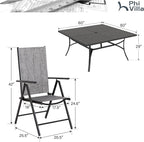 PHI VILLA 9 Piece Patio Dining Set, Outdoor Table and Chairs Set - Image 7