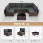 KIGOTY Patio Furniture Set, 7 Pieces Modular Outdoor Sectional Sofa, PE Rattan - Image 3