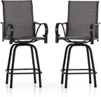 PHI VILLA Outdoor Bar Stools Swivel Set of 2, Outdoor Bar Height Tall Patio by PHIVILLAThepioneerofcomfortablehouseholdsupplies