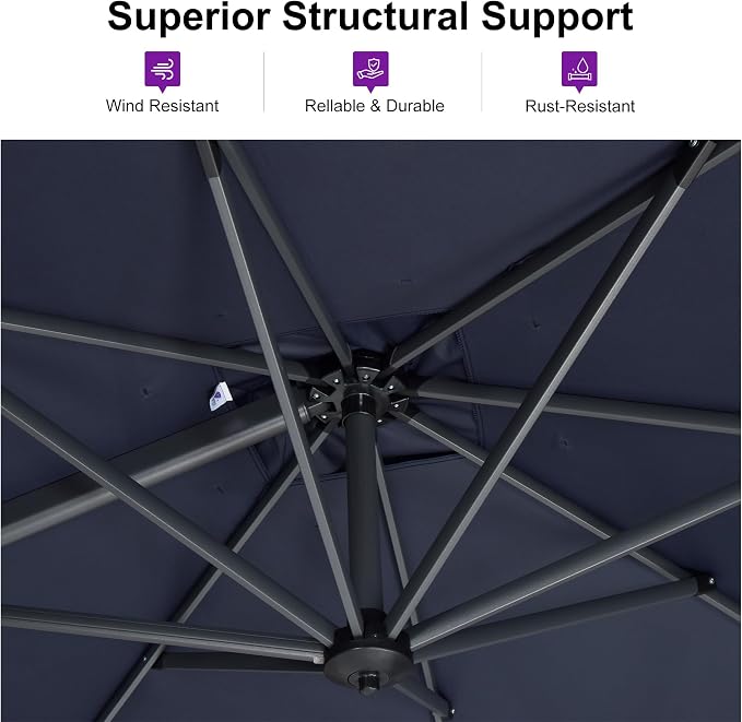 PURPLE LEAF 8 Feet Patio Umbrella Outdoor Cantilever Square Umbrella Aluminum - Image 4