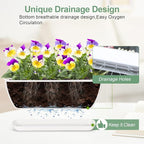 4-Piece White Rectangular Window Sill Planters - Image 6