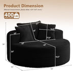 Oversized Round Chair Lounge Chaise Indoor, Upholstered Corduroy Deep Seat - Image 2