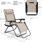 Nestl Zero Gravity Chairs Set of 2, Patio Lounge Chair Outdoor - Image 3