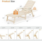 LUE BONA Outdoor Chaise Lounge Chairs Set of 4, HDPS Chaise Lounger, 5 - Image 2