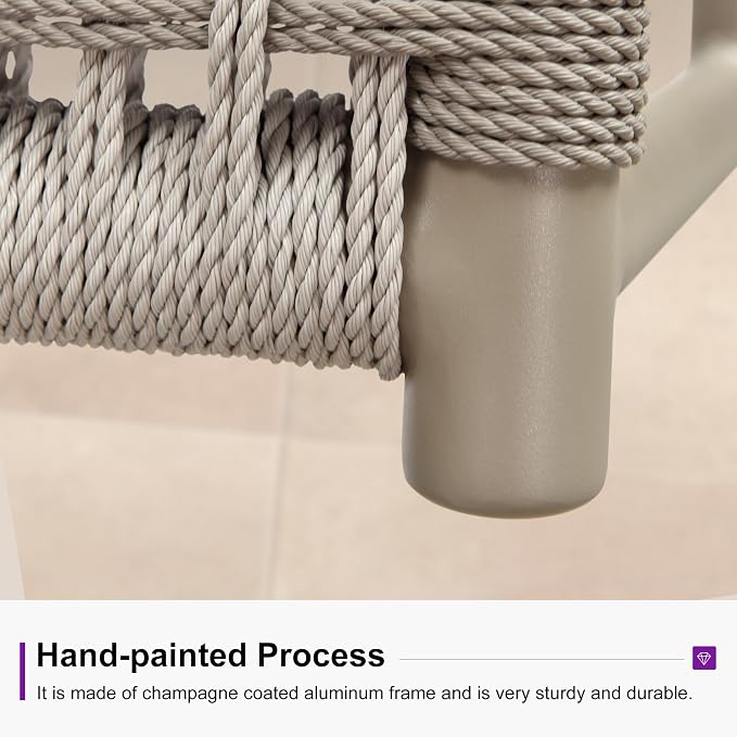 PURPLE LEAF Outdoor Counter Height Stools Set of 4 Aluminum Wicker Bar Stool - Image 5