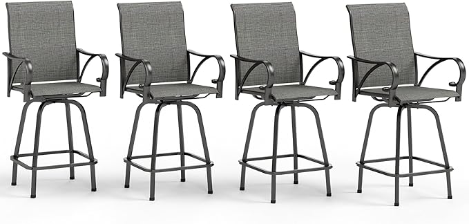 MFSTUDIO Outdoor Bar Stools Set of 4, Swivel Bar Height Patio Chairs Outdoor by MFSTUDIO
