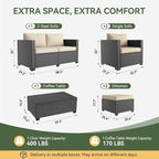 Aoxun 7 Piece Outdoor Patio Furniture Set 6 Seats, Outdoor Sectional - Image 2
