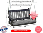 Poly Lumber Wood 4FT Mission Porch Swing Amish Craftsmandship Made in USA HDPE - Image 2