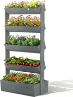 DoCred Vertical Wooden Raised Garden Bed, 5 Tier Upgraded Garden Planters by DoCred