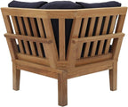 Modway Marina Outdoor Patio Teak Corner Sofa in Natural Navy - Image 3