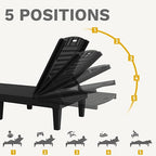 DWVO Outdoor Plastic Chaise Lounger, Poolside Lounge Chair w/5-Position - Image 4