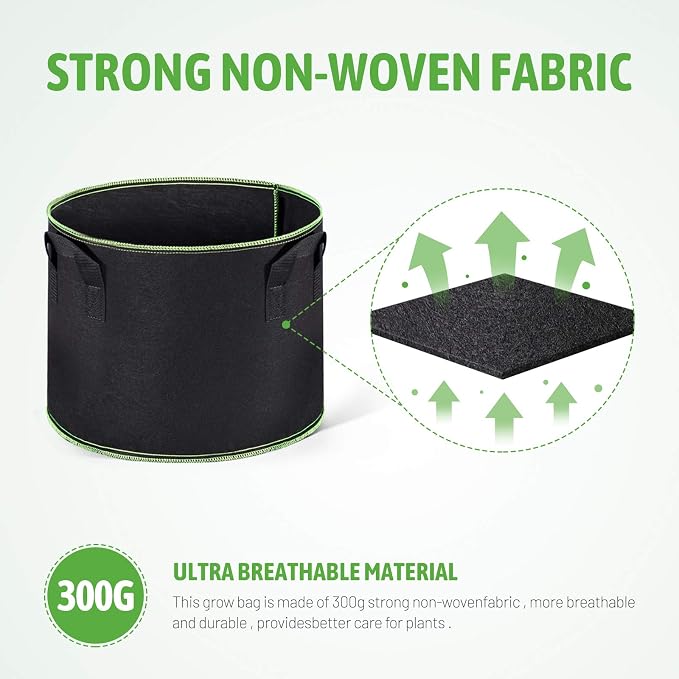 Delxo 10-Pack 7 Gallon Grow Bags Heavy Duty Aeration Fabric Pots Thickened - Image 4