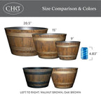 Classic Home and Garden Outdoor Round Whiskey Resin Flower Pot Barrel Planter - Image 6