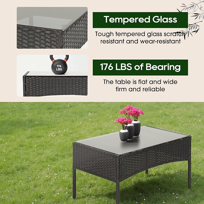 FDW | 4-Piece Patio Furniture Set | Red | Outdoor Wicker Furniture - Image 6