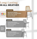 IDZO Set of 2 Rattan Counter Stools, 400lbs Capacity, Cushioned Seats, Steel - Image 5