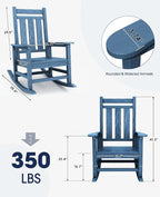 KINGYES Oversized Outdoor Rocking Chair, All-Weather Patio Rocking Chairs - Image 3