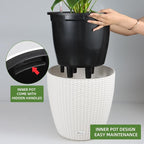Dexceder 18x17 Inches Rattan Self Watering Planter Indoor Outdoor, Inner Pot - Image 4