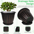 FGstyle 12 Inch Pots for Plants, 4 Pack Tall Planters, Large Flower Pots - Image 4