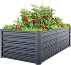 Ohuhu 6x3x1.9FT Metal Raised Garden Bed Outdoor, Reinforced Galvanized Steel by Ohuhu
