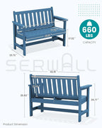 SERWALL Outdoor Bench, HDPE Outdoor Benches Weatherproof, 2-Person Garden Bench - Image 3