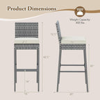 HAPPYGRILL Patio Wicker Barstools Set of 2, Outdoor Bar Height Chair w/Soft - Image 3
